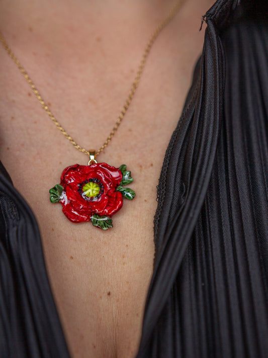 Necklace - RED PEONY