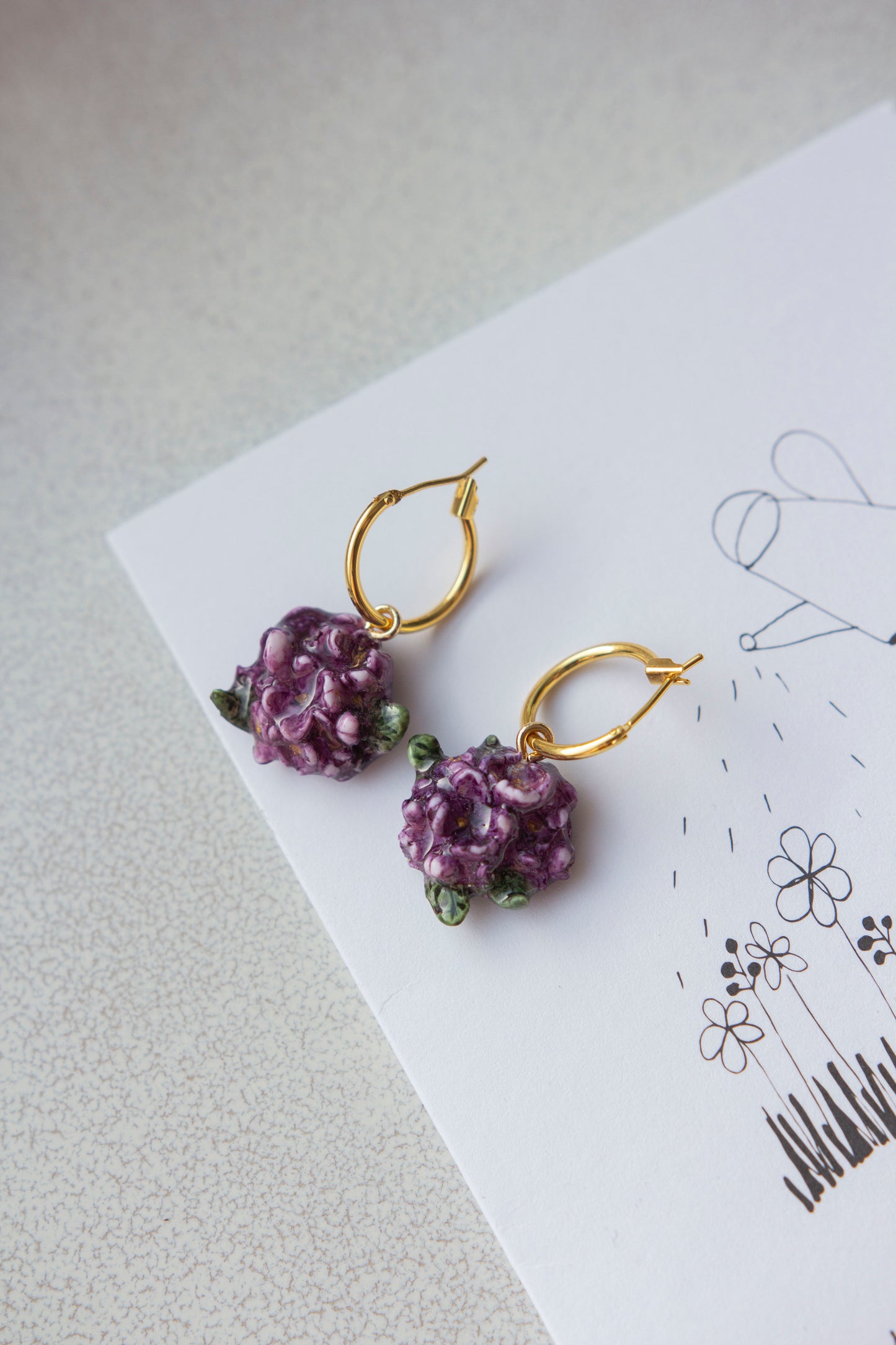 Earrings - RED PEONIES