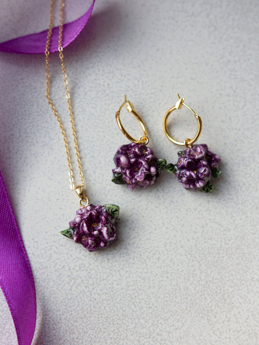 Komplekts - CERIŅI TUMŠIE (auskari + kaklarota)