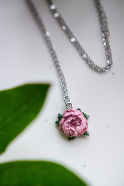 Set - PINK PEONY DREAM (earrings + necklace)