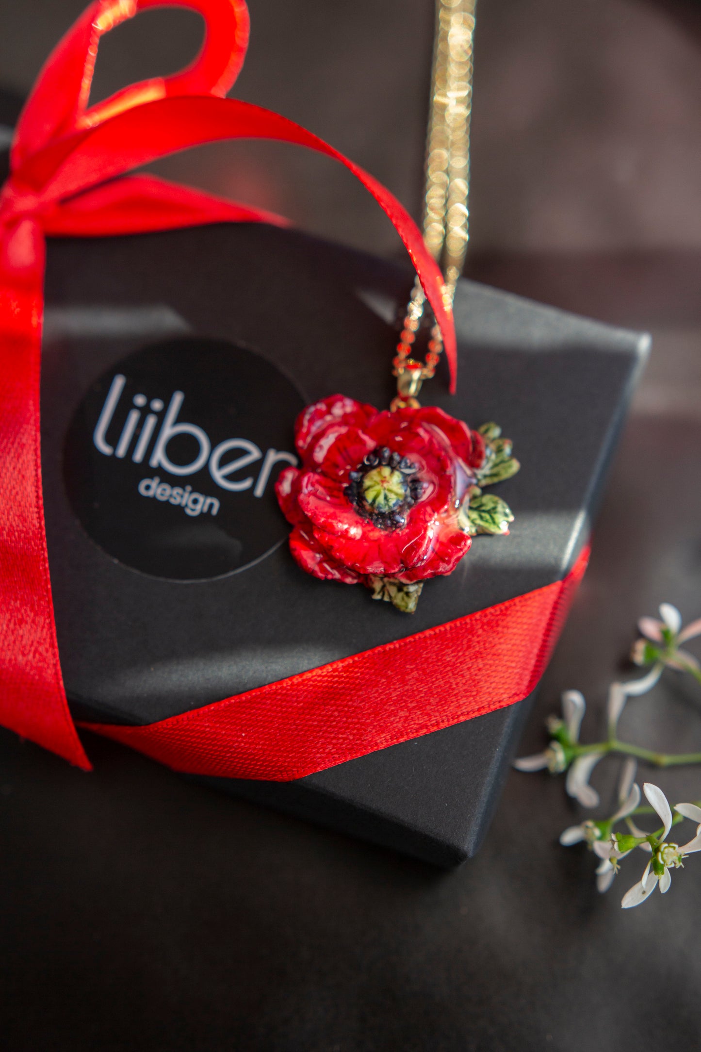 Necklace - RED PEONY