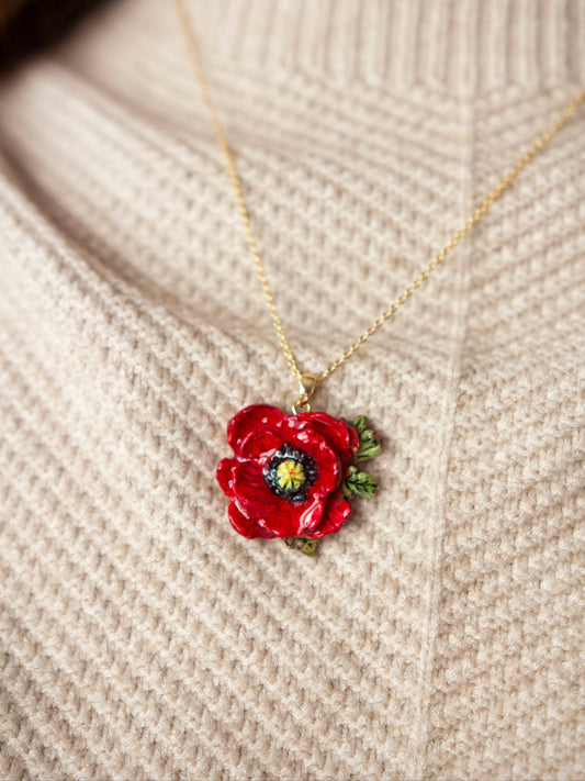 Necklace - RED PEONY