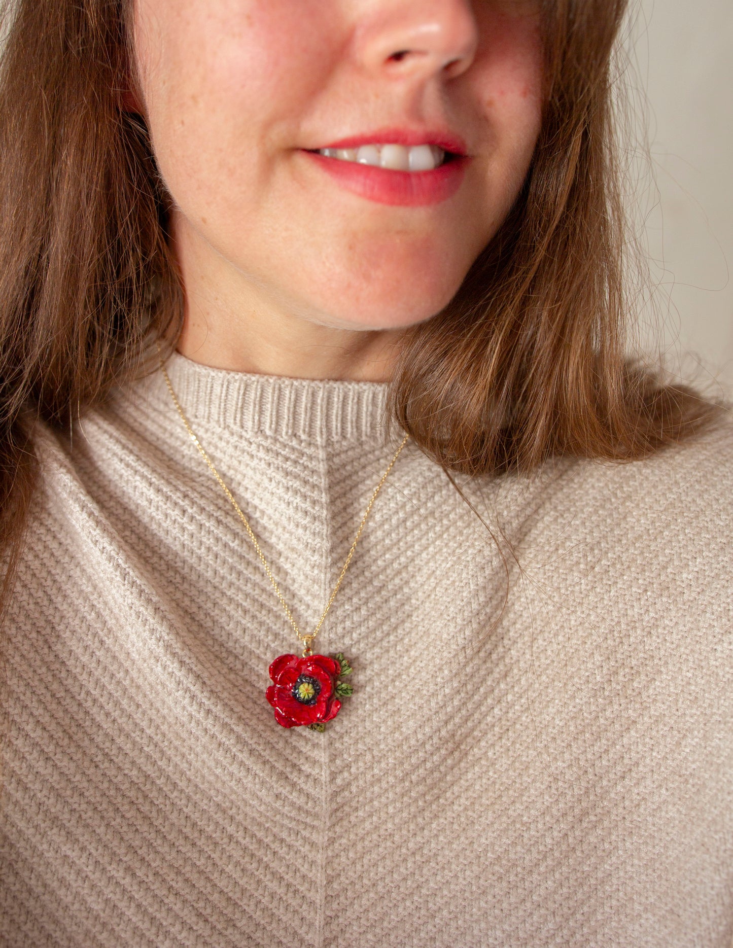 Necklace - RED PEONY