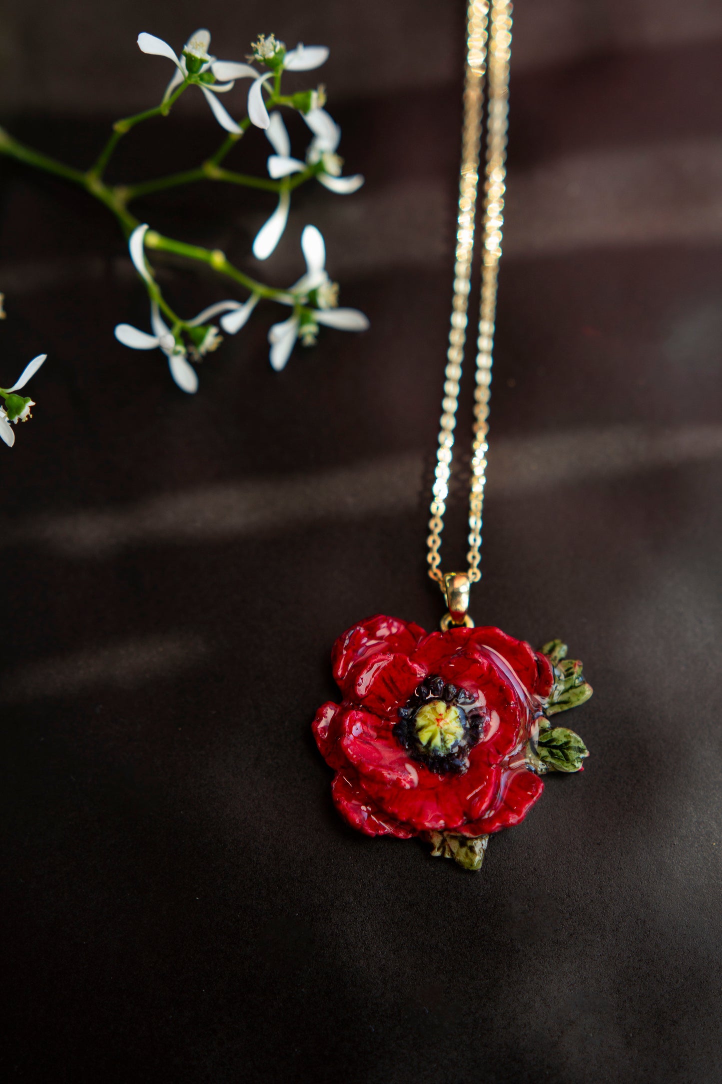 Necklace - RED PEONY