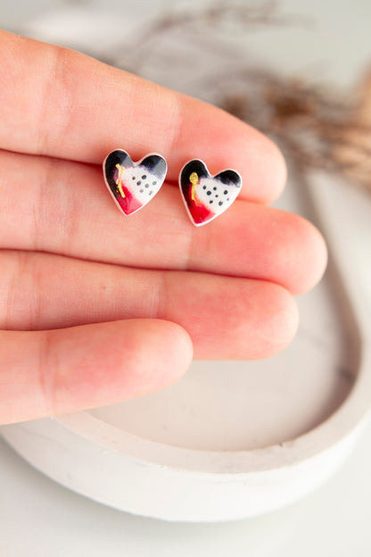 Set - HOT HEART (pin + earrings)